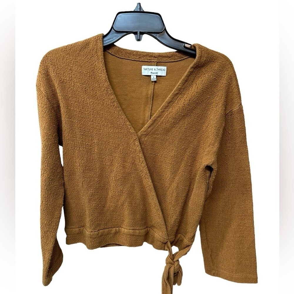 Madewell Texture & Thread Wrap Shirt small Terra Cotta V-Neck Orange NWOT Size S